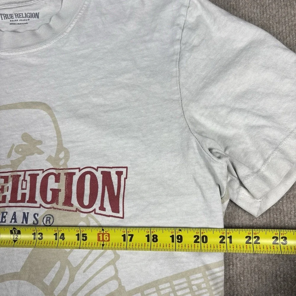 True Religion Buddha Guitar World Tour Graphic T Shirt Mens Medium White Logo